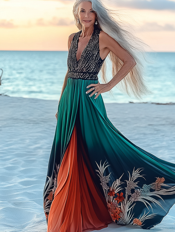 Summer vacation bohemian elegant dress  478f