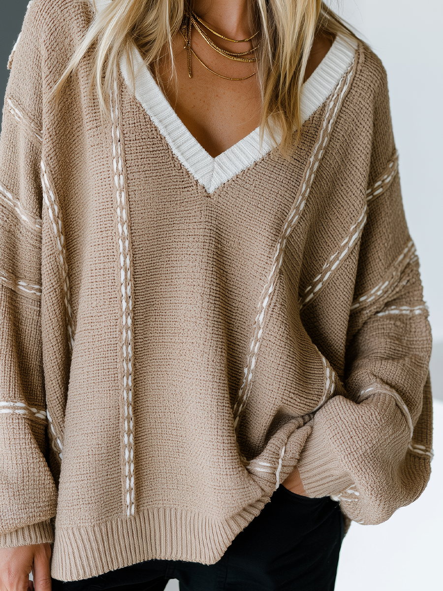 Minimal Bohemian Dropped Shoulder Sweater Top