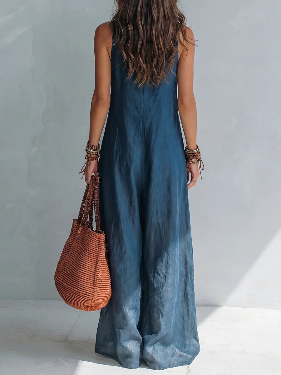 Bohemian style Wide leg Jumpsuit With Practical Pockets