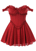 Bardot Broderie Corset A Line Dress Red