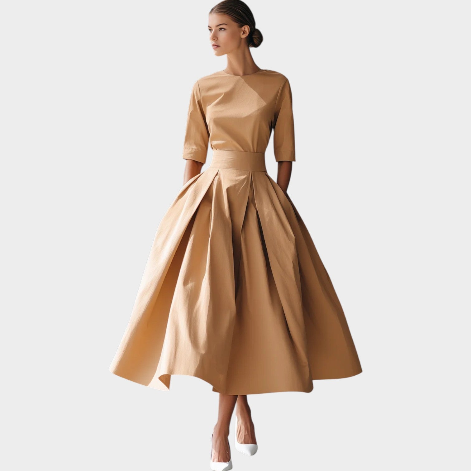 Chic Structured Midi A-Line Dress