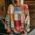 Women's Cross Floral Patchwork Art Cozy Sweatshirt