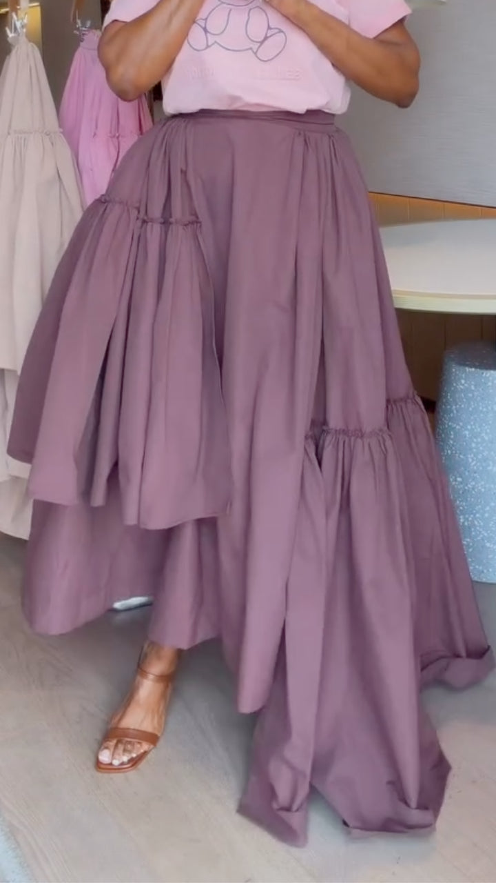Women's Irregular Multi-Layer Flared Maxi Skirt