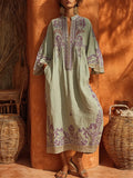 Bohemian Floral Print Cotton-linen Maxi Dress