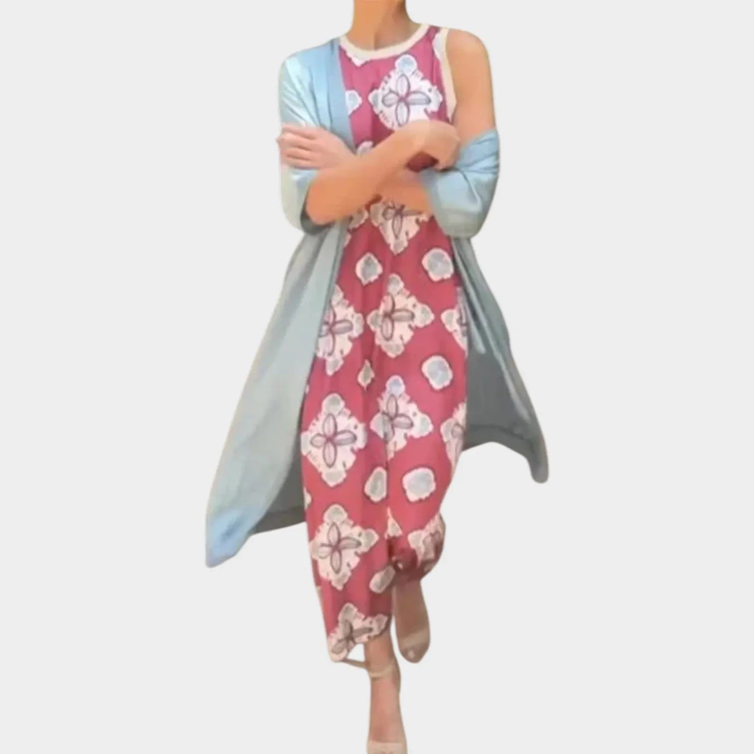 Sleeveless Maxi Dress With Lightweight Cardigan