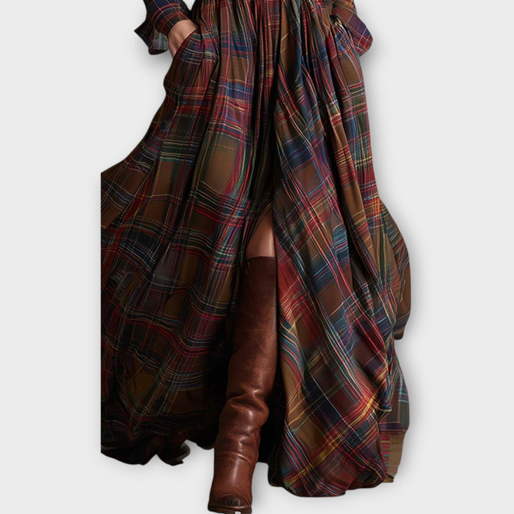 Retro Plaid Maxi Dress