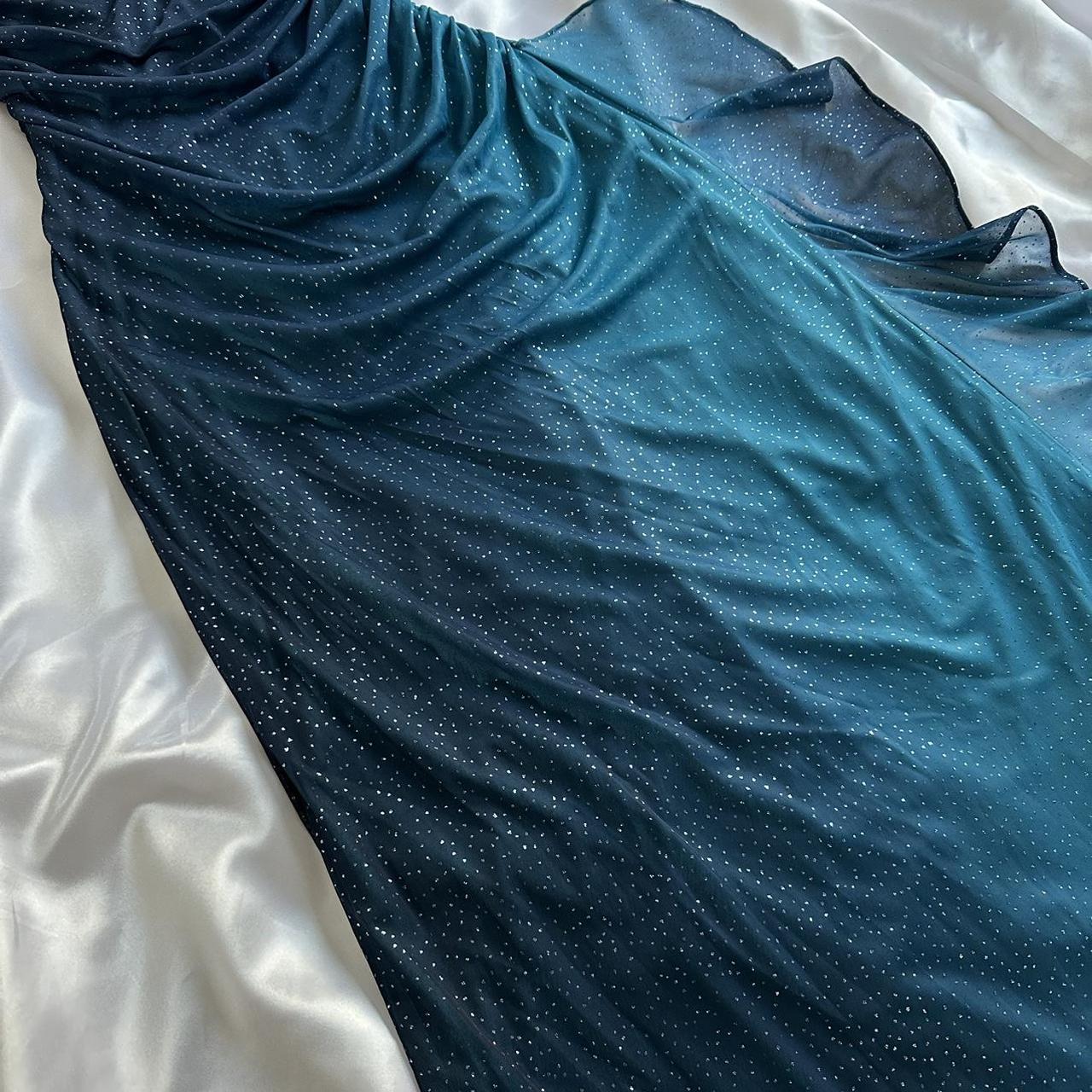 Indigo Shiny Elegant Fashion Strapless Long Tulle Prom Dress Evening Dress Birthday Party Dress
