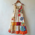 Boho Lace Floral Patchwork Linen Blend Dress e4c0
