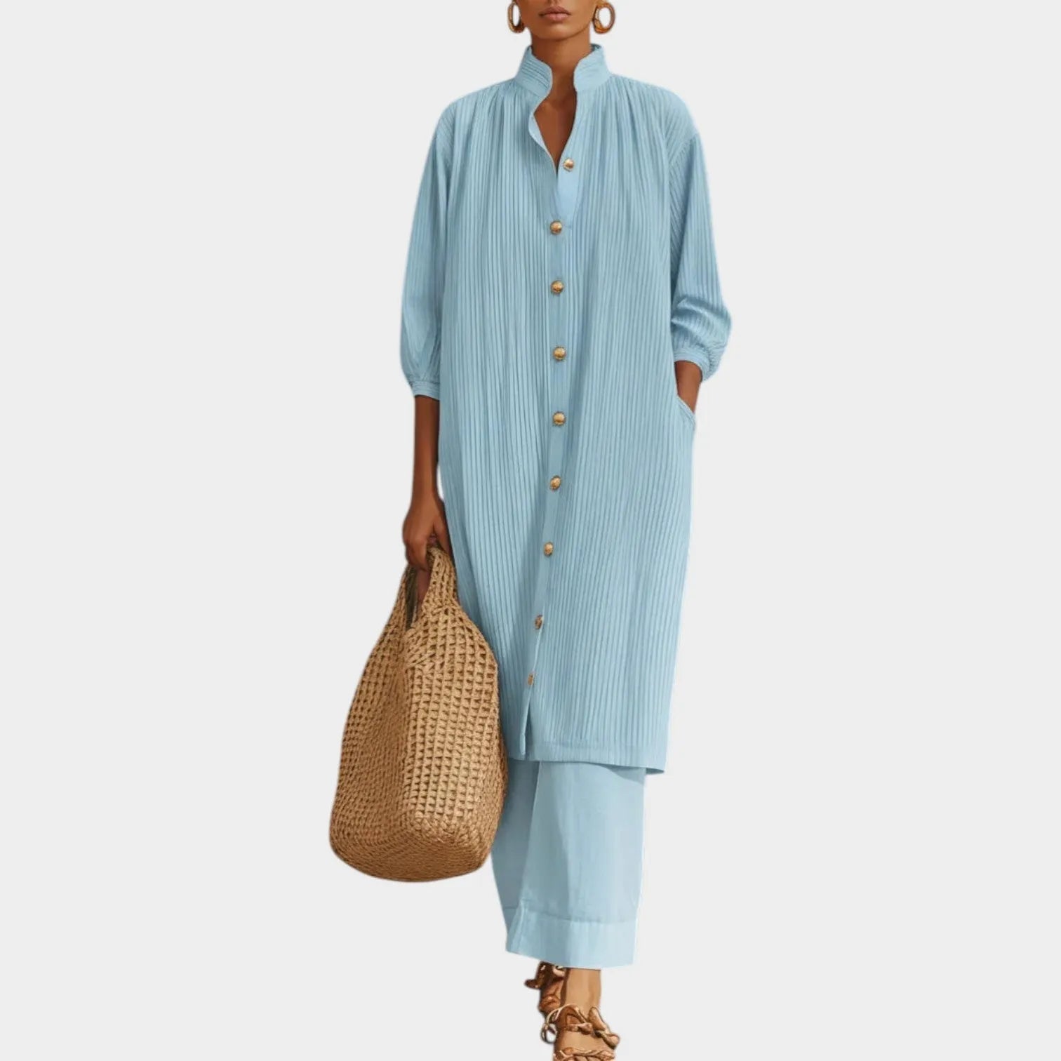 ButtonâDown Tunic and WideâLeg Pant Set