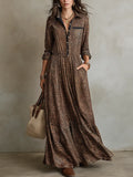 Chic Brown Leopard Print Maxi Dress