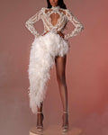Women' Irregular Feather Sequin Dress