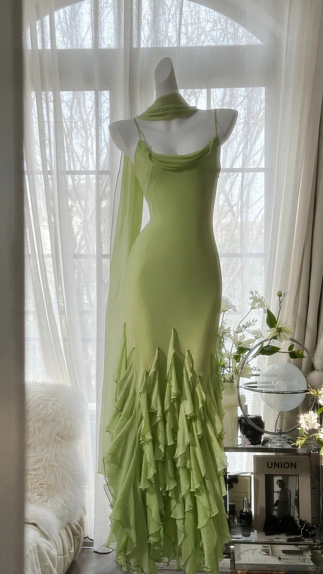 Vintage Evening Dresses, Sleeveless Green Party Gowns  25524