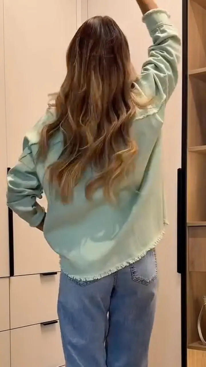 Women's Collared Denim Casual Jacket