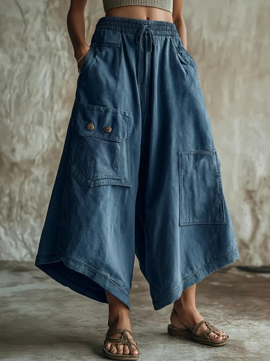 Casual Cozy Cargo Pocket Extra-wide Leg Pants