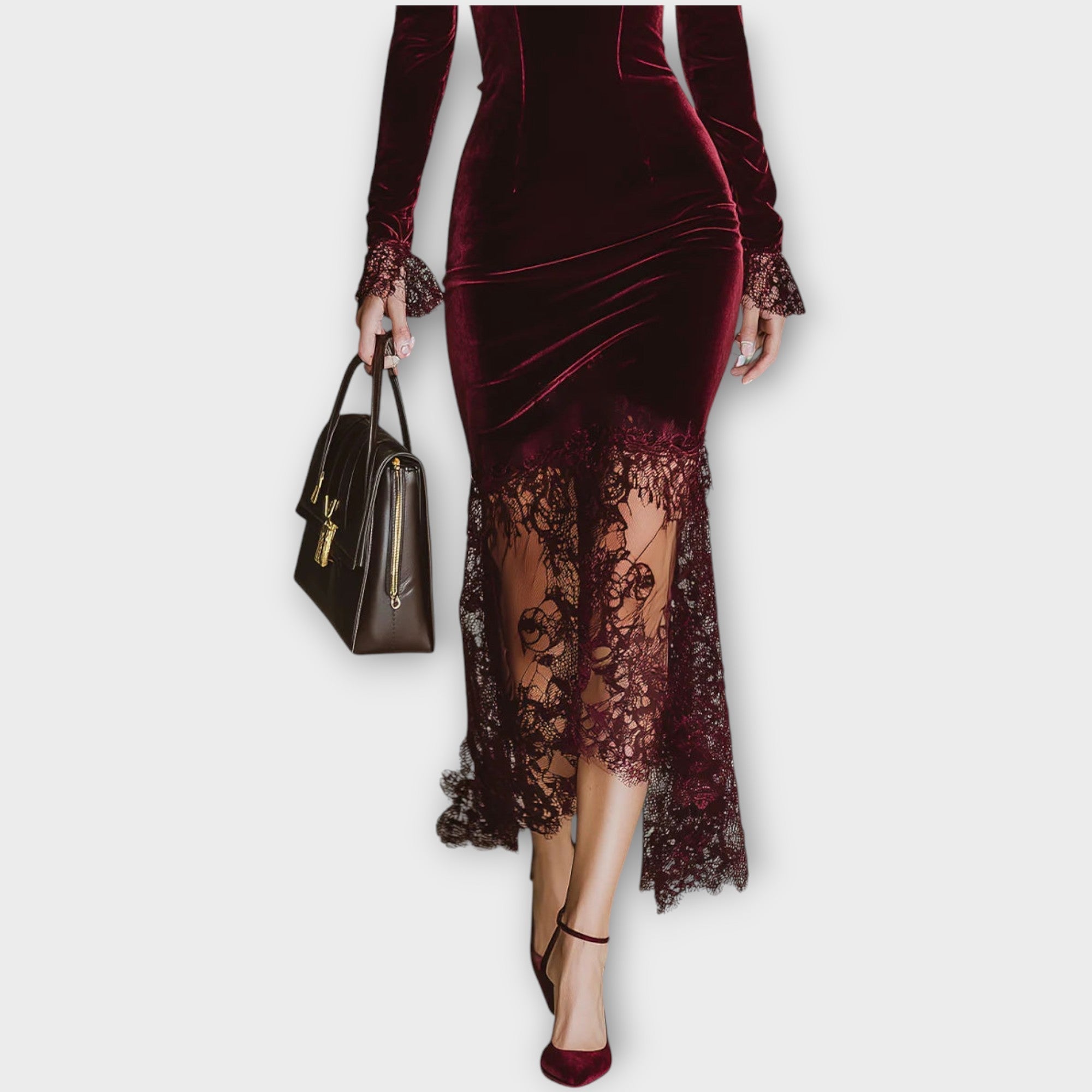 Velvet Lace Elegance Evening Dress
