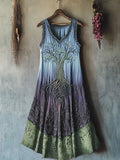 Vintage Viking Tribal Celtic Knot Life Of Tree Lace Patchwork Art Linen Tank Dress