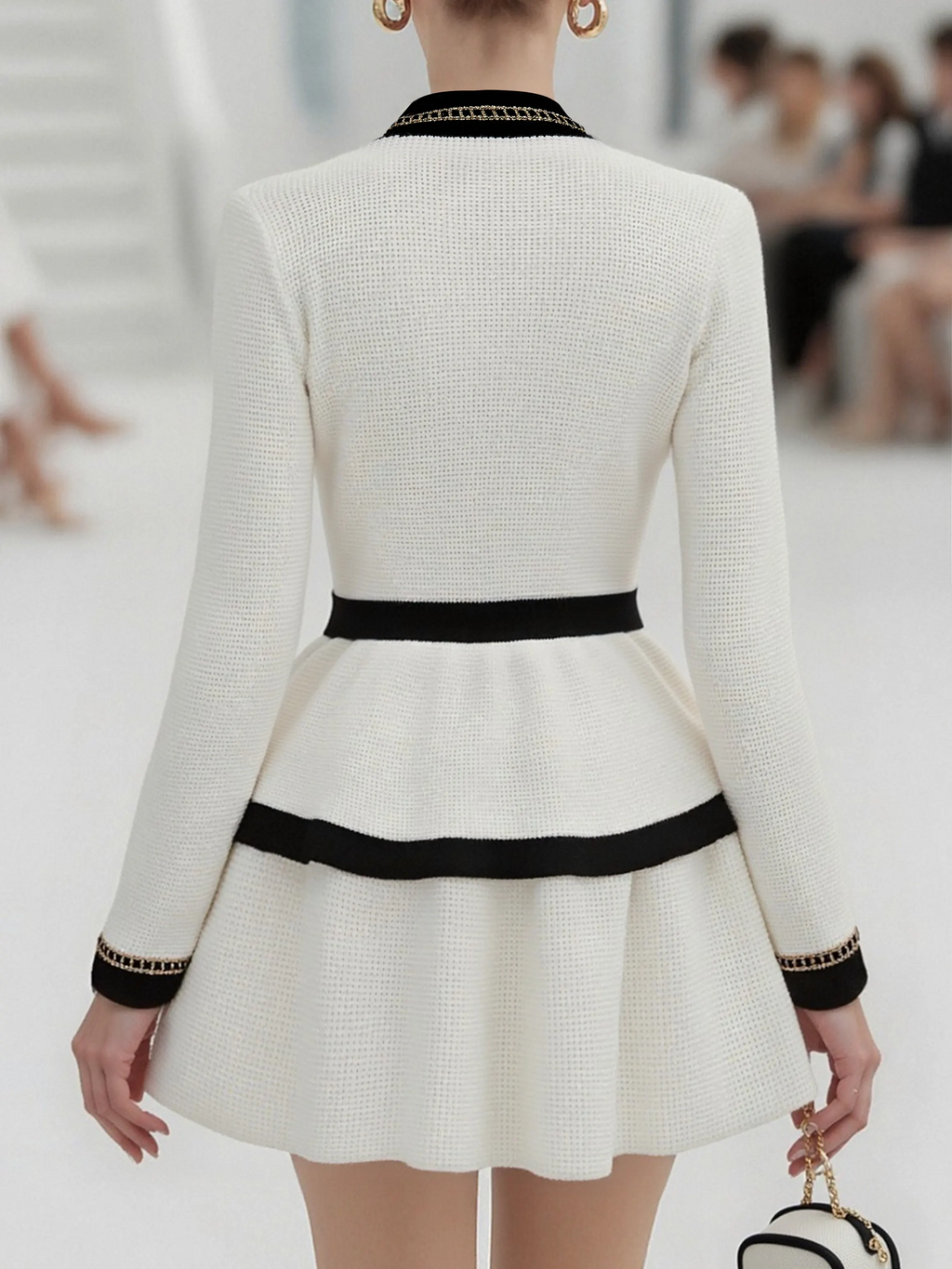 [24-hour shipping out]Elegant Urban High Quality Long Sleeve Top And Pleated Skirt Two Piece Set