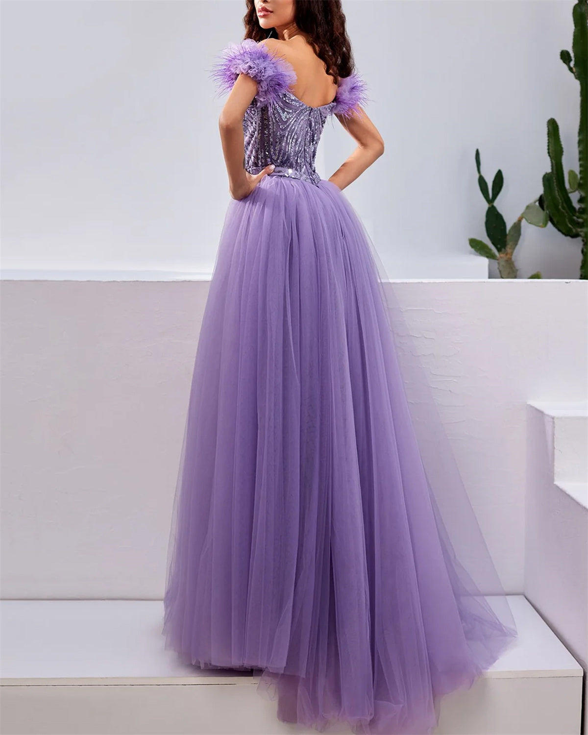Women's Purple Mesh Sequin Dress