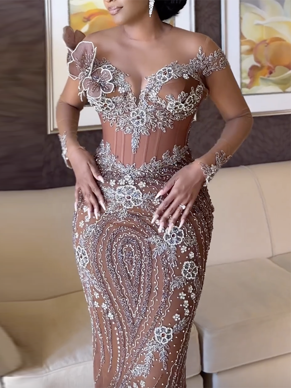 Asoebi Plus Size Elegant  Evening Dress-52