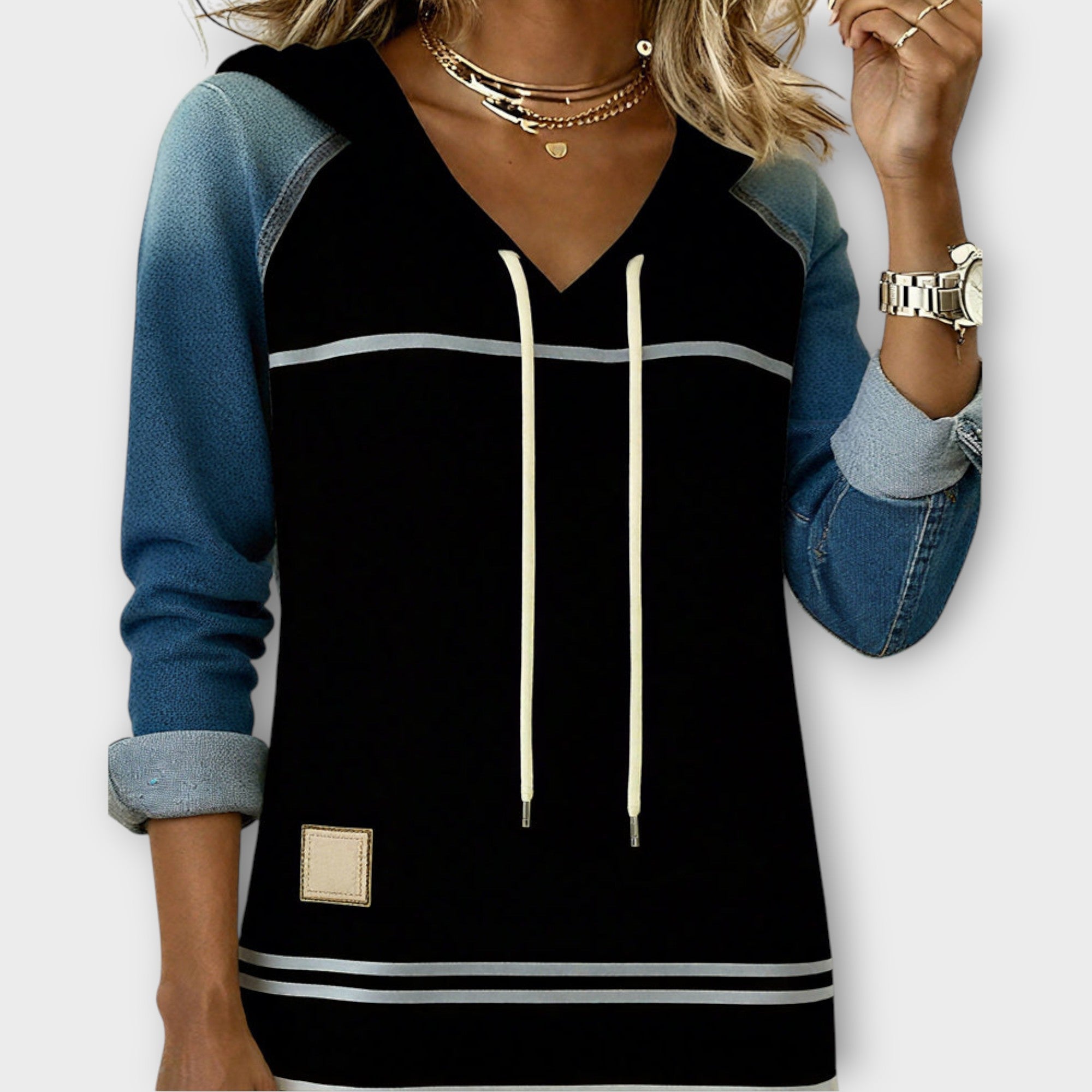 Striped Hooded Midi Dress
