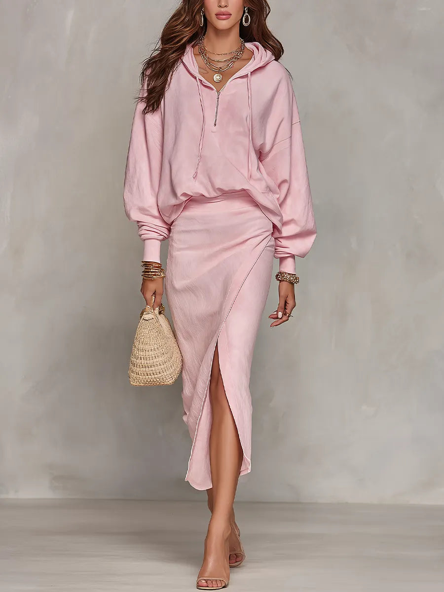 Bohemian Pink Sweatshirt And Skirt Set