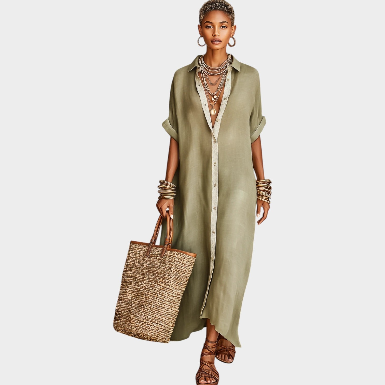 Chic Button-Down Maxi Shirt Dress