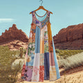 Women's Retro Geometric Floral Linen Tank Dress 9d8c