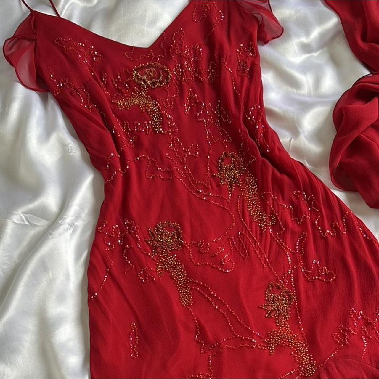 Women's Red and Gold Dress