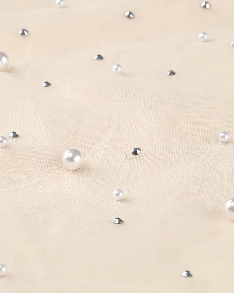 Strapless Pearl Maxi Dress Ivory