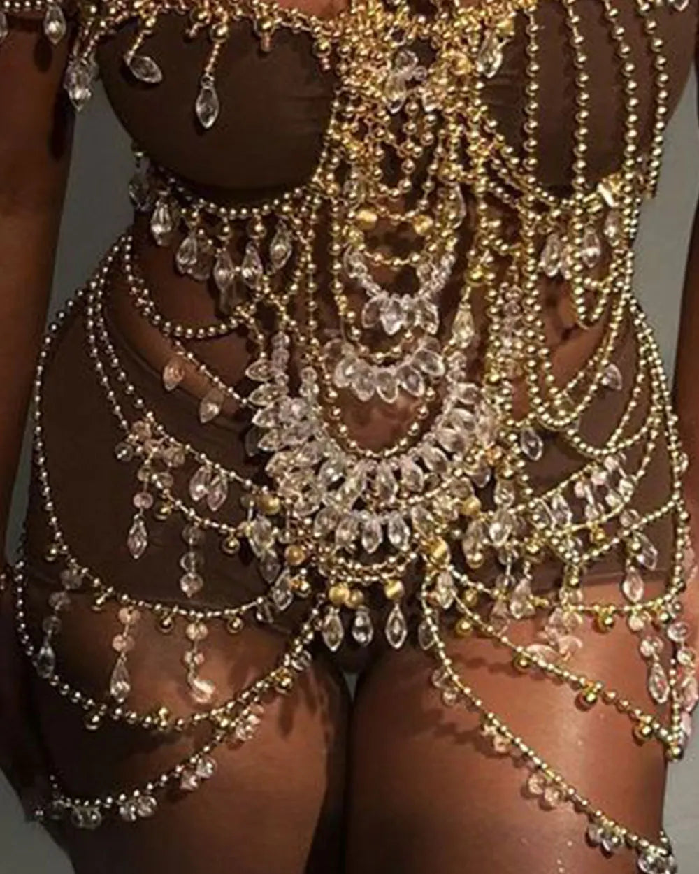 Sexy Crystal-Embellished Beaded Mini Dress