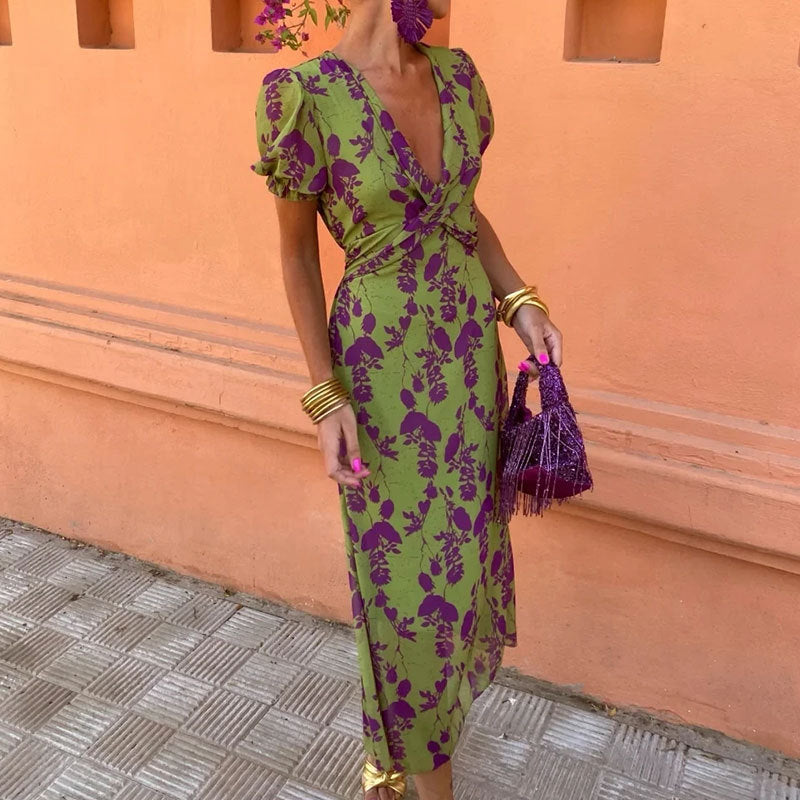 Floral Wrap Midi Dress