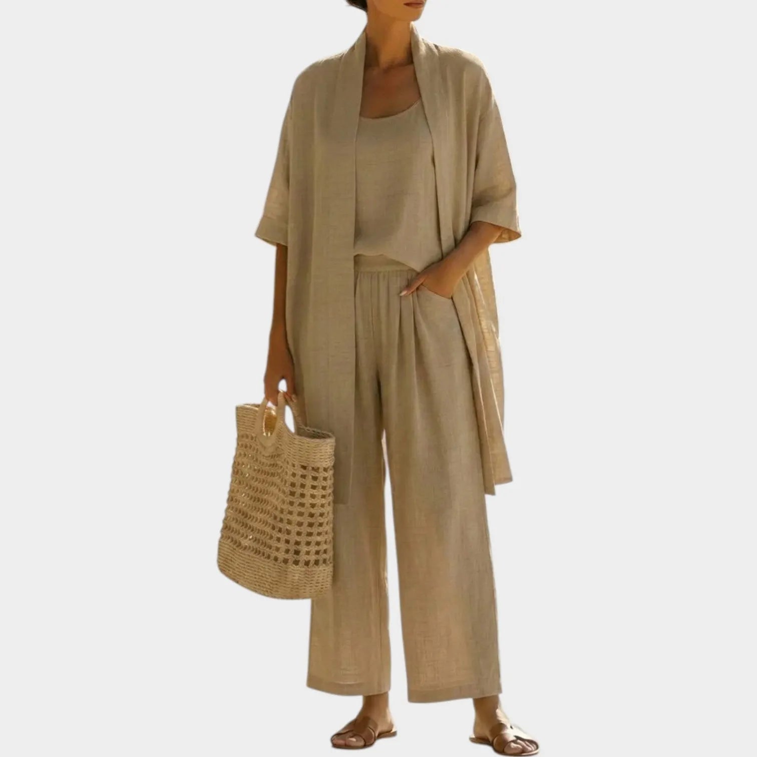 Relaxed Three-Piece Linen Ensemble