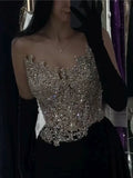 Sequinned Flower Embroidery contrast color Sleeveless Tube Wrap maxi Dresses