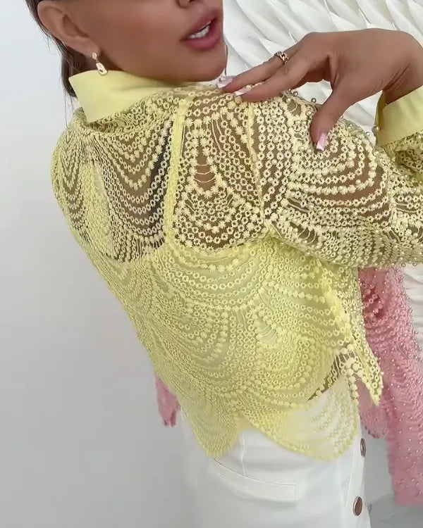 Beaded Lace Cropped Blouse