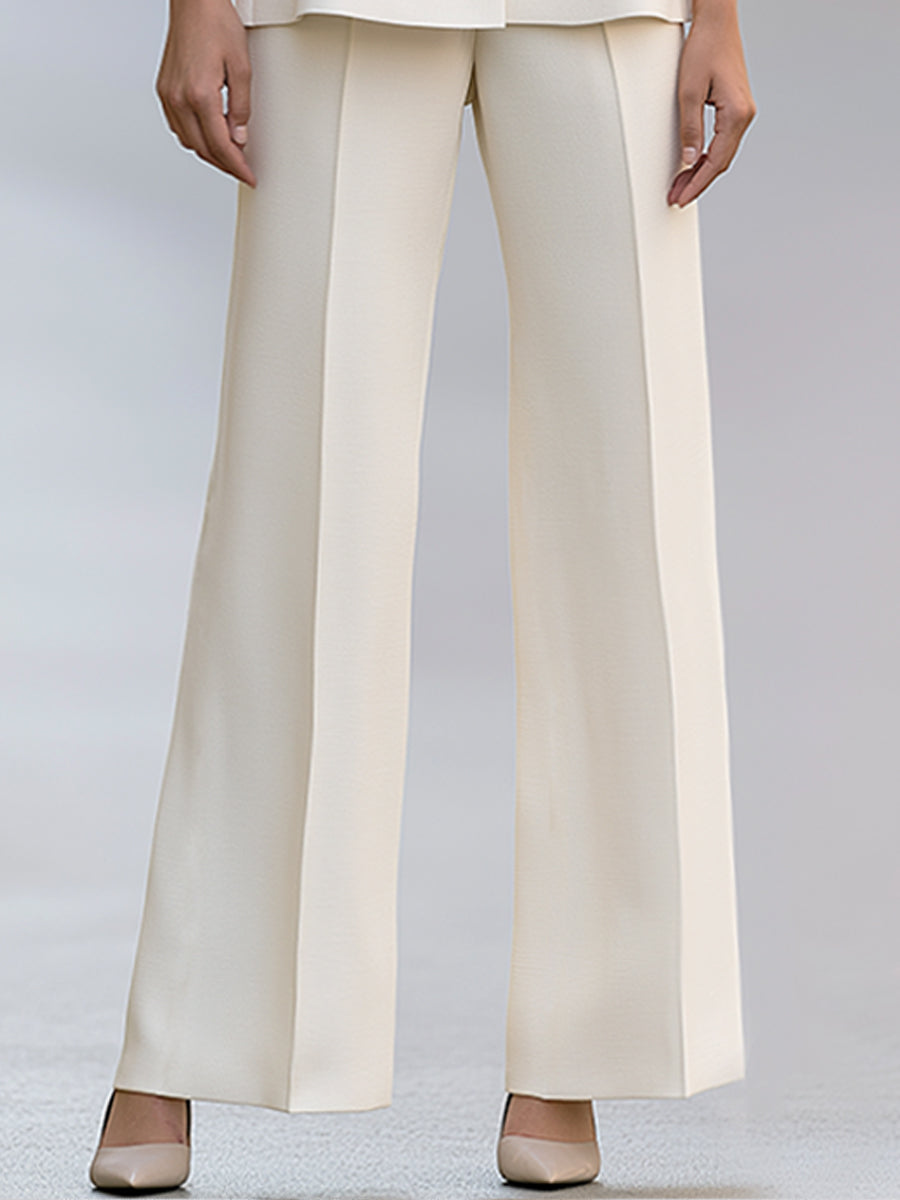 Sculpted Sleeve Peplum Jacket And Wide-Leg Pants Set