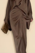 Minimalist Loose Shirt And Lace-up Skirt Suit-Skirt