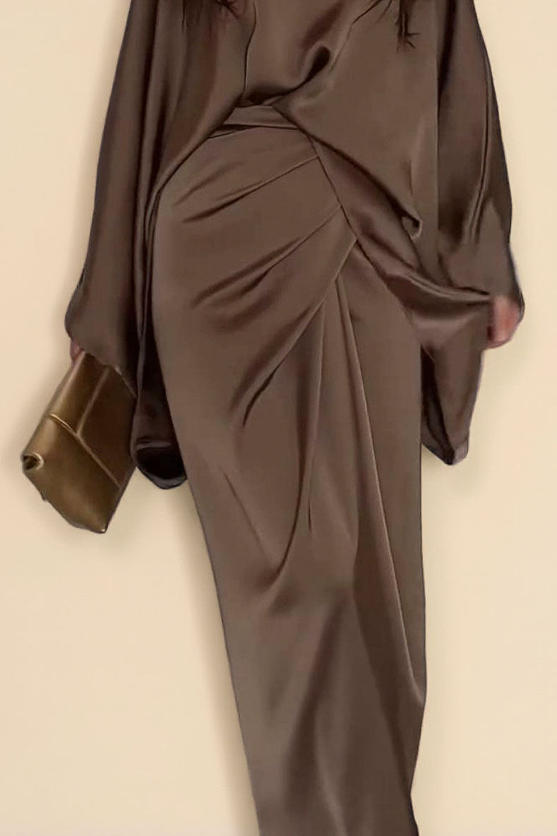 Minimalist Loose Shirt And Lace-up Skirt Suit-Skirt