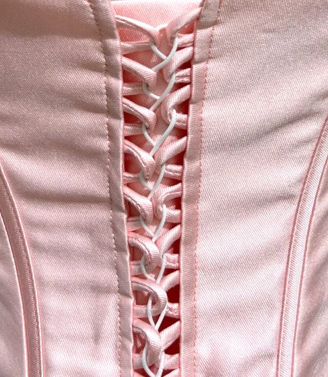 Bardot Strapless Corset Ruffle Dress Pink