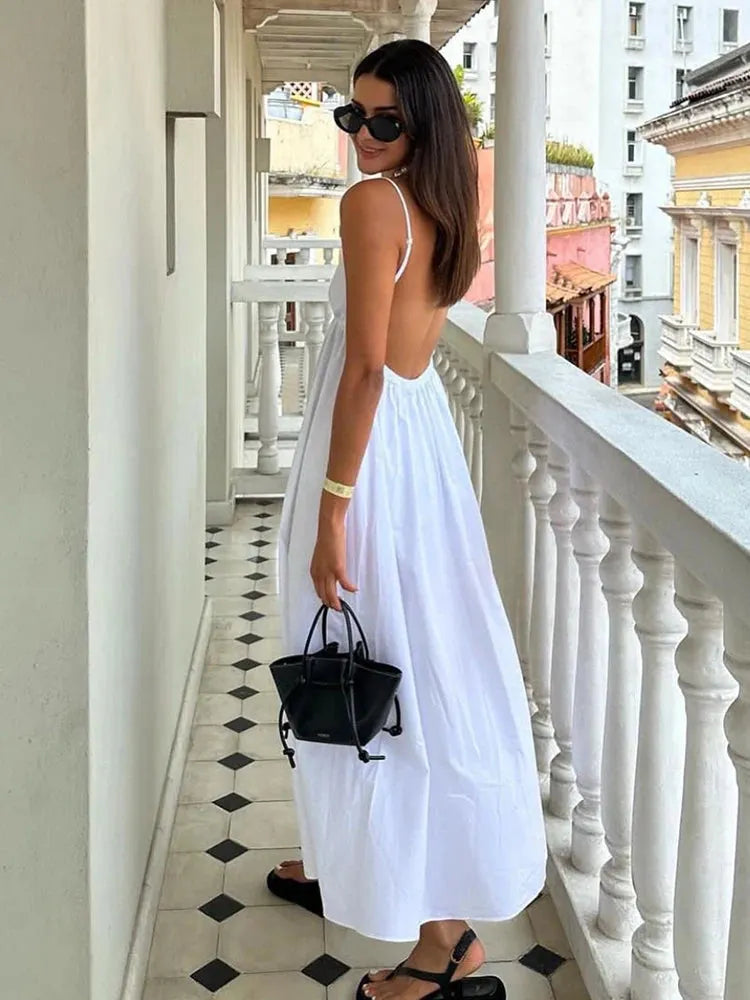 Siya Spaghetti Strap Backless Maxi Dress