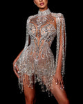 Women's Sequined Tassel Mini Dress