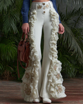 Women's Spring Floral Embroidered Design-Inspired Trousers  9016