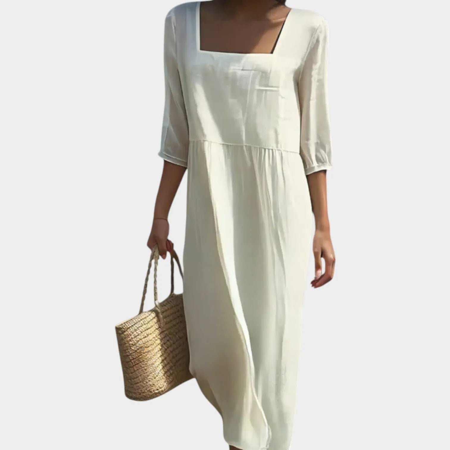 Minimal Square Neck Midi Dress