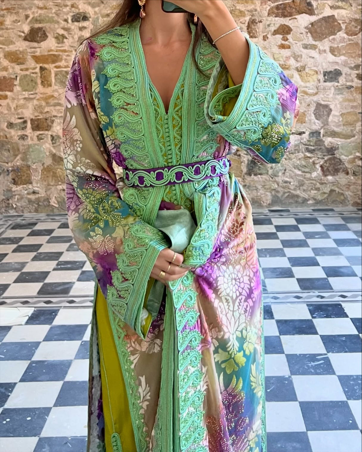 Women's Long Sleeve Embroidered Moroccan Dress