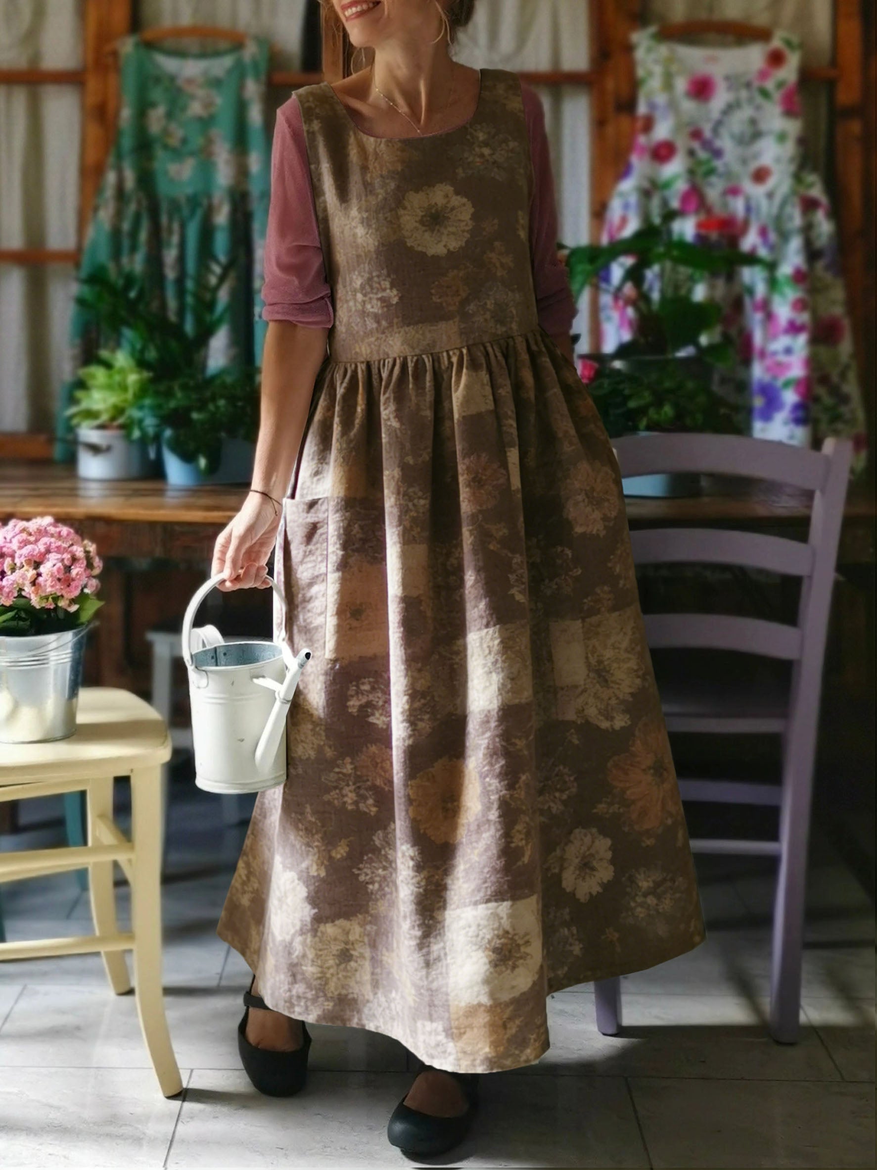 Earthy Floral  Apron