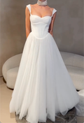 Sweetheart Neck Convertible Strap Corset Tulle Ballgown Wedding Dress Off Shoulder / Wide Strap Bridal Gown