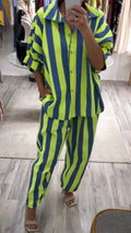 Women's Striped Print Casual Suit With Lapel