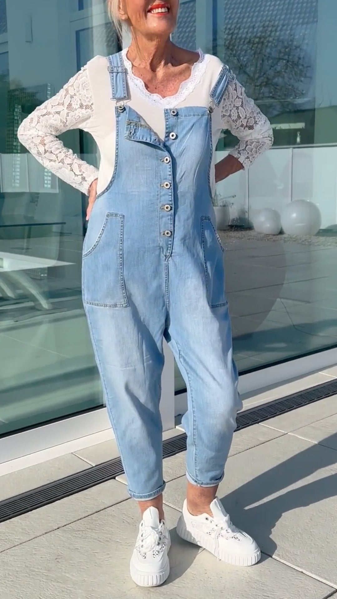 Light Wash Denim Overall Jumpsuit