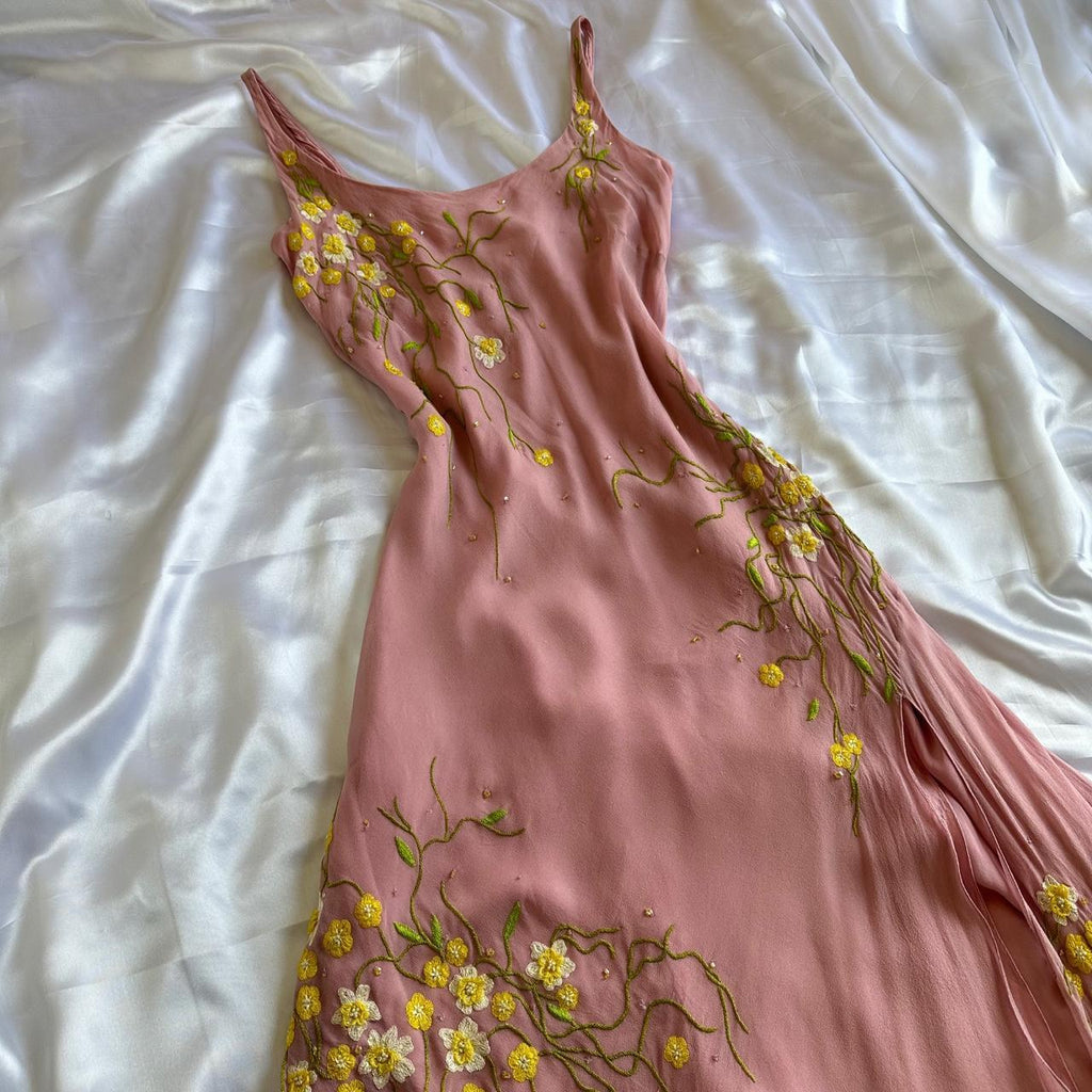 Women's Pink and Yellow Dress