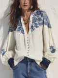 Elegant Floral Button-Front Shirt