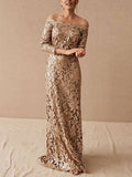 One-shoulder lace hollow temperament women's dress